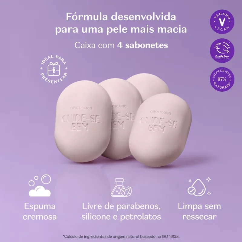 Sabonetes Cuide-se Bem Rosa e Algodão 4x80g Cada