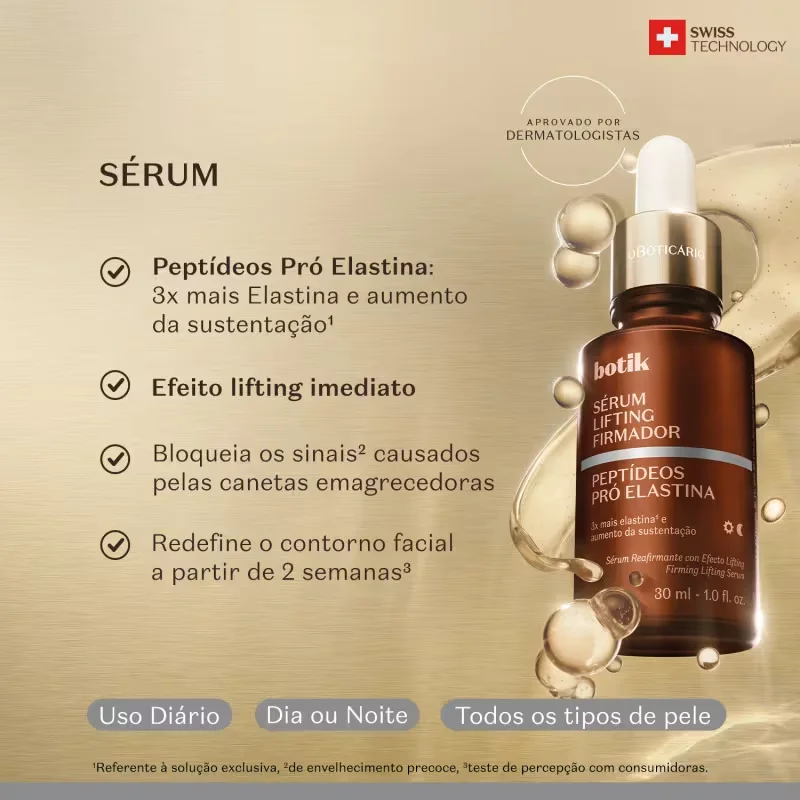 Sérum Facial Lifting Firmador Botik Peptídeos Pró-Elastina 30ml