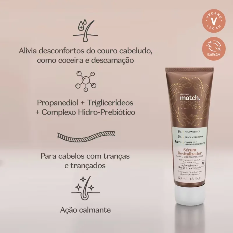 Sérum Revitalizador Para o Couro Cabeludo Match Ciência das Curvas 50ml