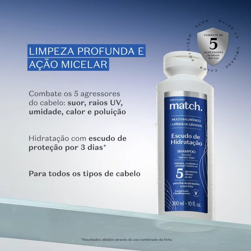 Shampoo Match. Escudo De Hidratação 300ml