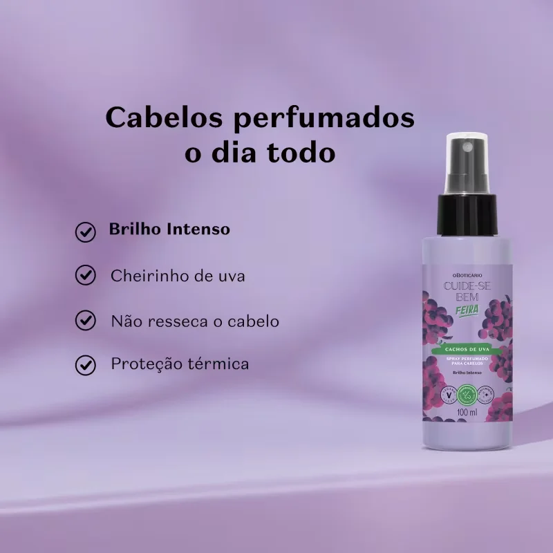 Spray Perfumado Para Cabelos Cuide-se Bem Feira Cachos de Uva 100ml